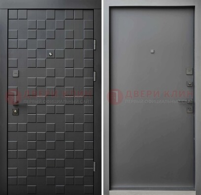 Темная стальная филенчатая дверь с МДФ ДМ-221